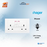 Hager Muse 13A 2 Gang Socket