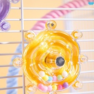 Budgie Toys Parakeet Training Toys Educational Flying Saucer Spinning Wheel Toy for Bird Cage Access