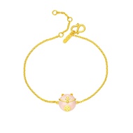 CHOW TAI FOOK 999.9 Pure Gold with Chalcedony Fortune Cat Charm Bracelet R24961
