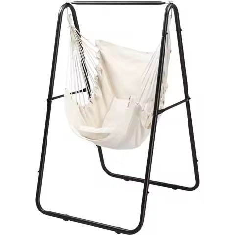 ONCLOUD 600LBS Heavy-Duty Hammock Chair with Stand, Steel Hanging Chair Stand with Hook & Pillows, D