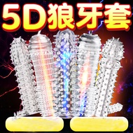 Spike Condom 5 in 1 Condom for Men women Dildo - Kondom Berduri Tahan Sarung Zakar Silicone Crystal 