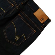 celana jeans/ denim indigo dyed blue 14.5 oz selvedge accents - 33 regular/standar
