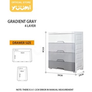 Yuumi Thicken Gradient Grey Durabox Cabinet Drawer 4 5 6 7 Layer Plastic Wardrobe Storage Box For Ba