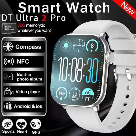 2026 New Original Watch DT Ultra 2 Pro Smart Watch Men Google map NFC GPS Tracker HD BT Call IP68 Wa