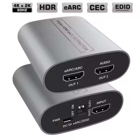 18Gbps HDMI eARC Audio Extractor 4K 60Hz HDMI Audio Extractor ARC eARC Splitter Adapter Loop for Amp