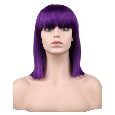 Ennui Costume Inside Out Wig With Bangs Women Short Purple Wig Girls Cosplay Wigs Heat Resistant Syn