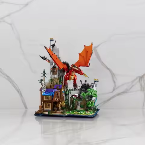 Game Dungeons & Dragons The Story of the Red Dragon House Model 3745Pcs Building Blocks Puzzle Toys