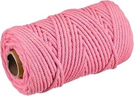 MECCANIXITY Cotton Rope 3 Strand Twisted Braided Rope Cord, Watermelon Pink 100m/109 Yard 5mm Dia for Wall Hanging, Plant Hanger, Knitting, Macrame Knotting