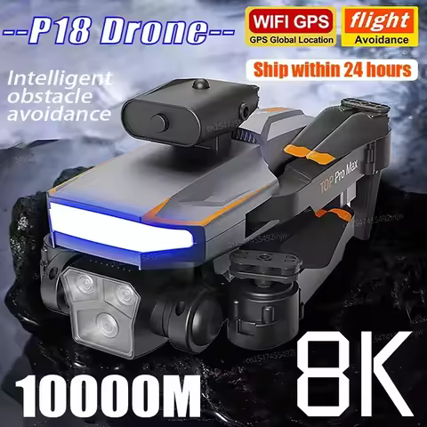P18 Drone 8K 5G HD Triple Camera Optical Flow Positioning GPS Obstacle Avoidance Photography RC Quad