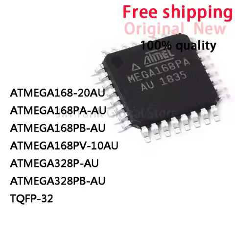 5Pcs ATMEGA168-20AU ATMEGA168PA-AU ATMEGA168PB-AU ATMEGA168PV-10AU ATMEGA328P-AU ATMEGA328PB-AU TQFP