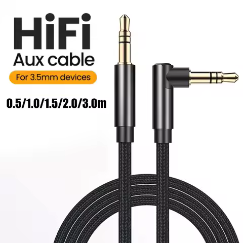 3.5mm Jack Audio Cable Elbow Male to Straight Male Aux HiFi Cable For Samsung Car Headphone MP3 Aux 