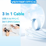 Vention 3 in 1 USB Cable USB to M+L+C Multi Charging Cable For iP Android