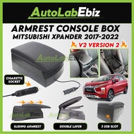 🔥Version 2🔥 V2 Mitsubishi XPANDER Centre Console Box PVC Armrest Double Layers USB LED ARM REST Slot