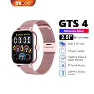 MIONE GTS4 Smart Watch 2.01 Inch HD Full Touch Metal Strap Heart Rate Blood Pressure Sleepping Monitor Fitness Tracker Bluetooth Call Sports Watch fOR Men Women