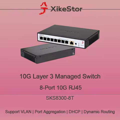 XikeStor 10G RJ45 8 Ports Layer 3 Managed Ethernet Support DHCP and Dynamic Routing Support VLAN Div