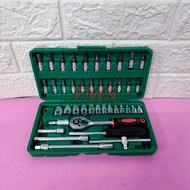 46PCS Chrome Vanadium Bolt Socket 46PC Wrench Screwdriver Bit Set Repairing Kit Tool Repair Ratchet 
