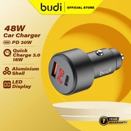 Budi 48W PD Car Charger Dual Ports USB C PPS Led Display Fast Charging For iPhone Samsung Xiaomi