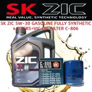 SK ZIC X7 5W-30 Fully Synthetic Gasoline 4Liters with Vic Oil Filter C-806