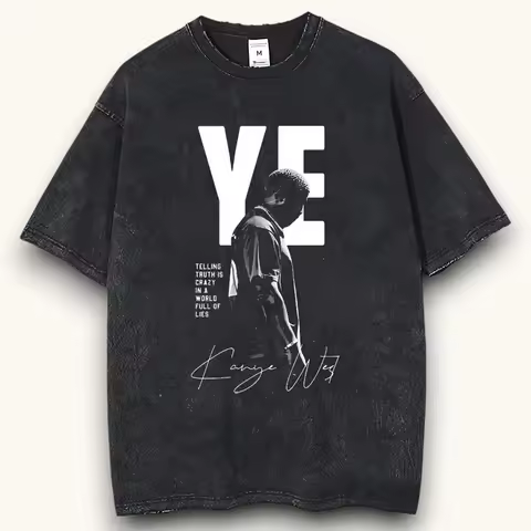 90s Retro Kanye West Logo T-Shirt, Retro Rap T-Shirt, a Must-Have Item for Street Style; Pure Cotton