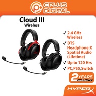 HyperX Cloud III Wireless Gaming Headset 2.4 GHz Type C USB A Dongle DTS Headphone:X Spatial Audio P