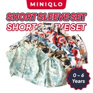 Set Baju Budak Lengan Pendek Butang Kids Short Sleeve Baby Outfit Pakaian Harian 6 Months - 6 Years
