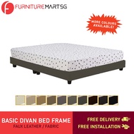 FurnitureMart Basic Faux Leather/ Fabric Divan Bed Frame With 5cm Legs In 10 Colours