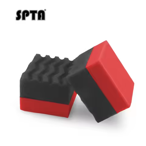 SPTA Black&Red Tire Gel Applicator Dressing Pad-1PACK，Car Detailing Foam Sponge Tire Cleaner Sponge 