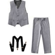 Tween Boys Suits 3-Pieces Suit Set Toddler Tuxedos Dresswear Ring Bearer Outfit Wedding Vest Pants S