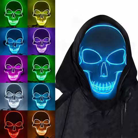 Halloween Horror Skull Mask LED Cold Light Mask LED Halloween Mask Cosplay Mask Halloween Party Deco