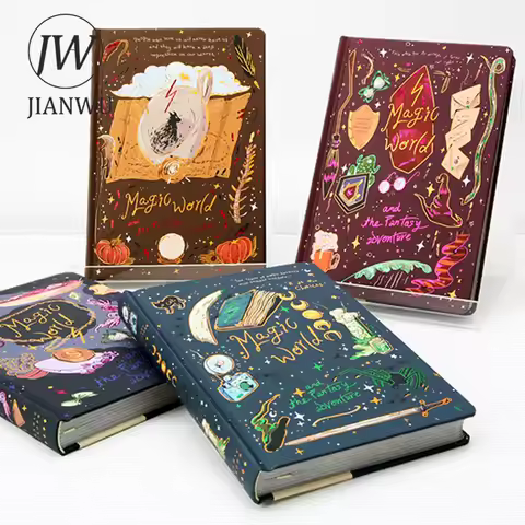JIANWU Magical World Series A5 Vintage Colored Inner Pages Landscape Material Collage Notebook Creat