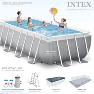 INTEX PRISM RECTANGULAR FRAME POOL SET*Swimming Pool*16ft x 8ft x 42in/488x244x107cm*Filter pump*Lad