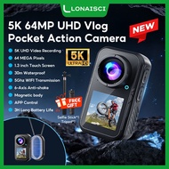 LONAISCI T70M Action Camera 5K/30FPS 6-Axis Anti-shake HD Touch Screen Dual Screen 64MP WiFi 130° Le