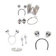 GB Alien Costume Set Alien Gloves Necklace Alien Headband Alien Fancy Costume Kit