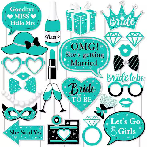 Turquoise Bachelorette Party Decor,Teal Blue Bride to Be Decor Let's Go Girls Sign Selfie Stick for 
