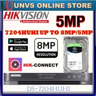 HIK HIKVISION CCTV 4-CHANNEL CCTV 5.0MP DVR + HDD 4K DS-7204HUHI-K1 4CH Video Recorder Support 8MP