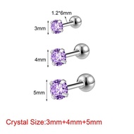 1pcs Stainless Steel Zircon 3/4/5mm Stainless Steel Helix Tragus Earring EarLobe