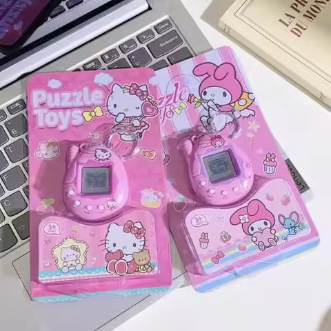 Sanrio Original Hello Kitty My Melody Cartoon Toys Virtual Pet Mini Game Console Keychains Toys Birt