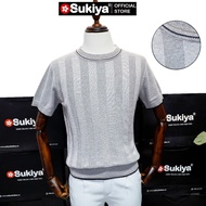 SUKIYA Men's Short-Sleeved Round Neck Knitted Sweater High Quality Soft Product AL75