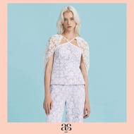 [asv rs25] Aster Cape Blouse เสื้อผู้หญิง คล้องคอ แขนเคป ซิปหลัง ผ้าลูกไม้