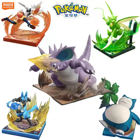 Original Blokees Pokemon Nidoking Scyther Snorlax Lucario Cinderace Cartoon Characters Model Figurin