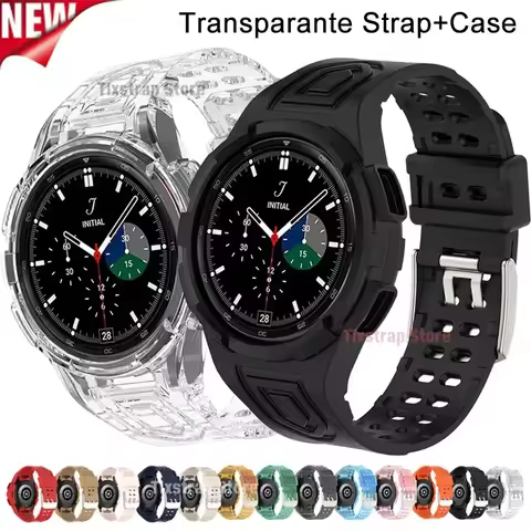 Case+Strap for Samsung Galaxy Watch 6 4 40mm 44mm Transparent Silicone Band Sport Bracelet Galaxy Wa