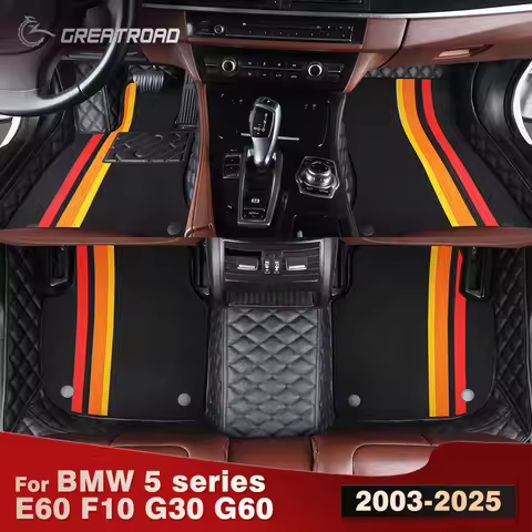 For BMW 5 series E60 F10 G30 G60 2003-2025 Double Layer Car Floor Mats Custom Auto Carpet Cover Inte