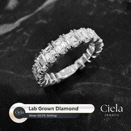 Diamond Ring Row (Emerald Cut) Lab Grown 100 Baht 0.15 CT Per Piece Total 2.85 92.5% Pure Silver l C
