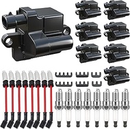 UF271 Square Ignition Coils Pack/Spark Plug Wires/Double Iridium Spark Plugs for Chevy Silverado Sub