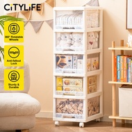Citylife 90L 5Tier Storage Drawer Cabinet Movable Drawer Cabinet With Wheels Space Saving