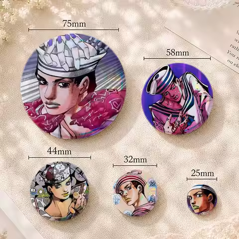 JoJo Anime G-Gappy Josuke Custom Printed Tinplate Pins Personalized Lapel Badge Gifts
