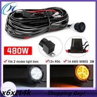 LED Light Bar Wiring Harness Kit 480W 14 AWG LED Wiring Harness with Relay and Waterproof Control Sw