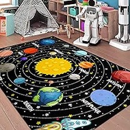 Space Rug for Boys Room Outer Universe Theme Bedroom Carpet Kids Floor Mat Planet Solar System Galax