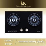 Elba Two Burner Built In Glass Hob (Windproof Cover, Safety Valve) EGHN8822GBK