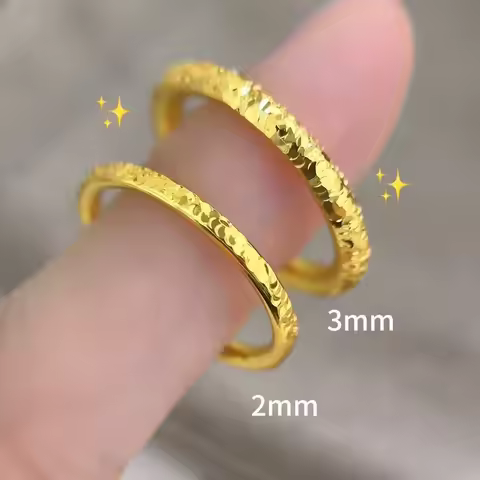 Crushed Gold Round Band Ring Women's 24K Gold AU999 - Exquisitely polished 24K gold, glittering desi